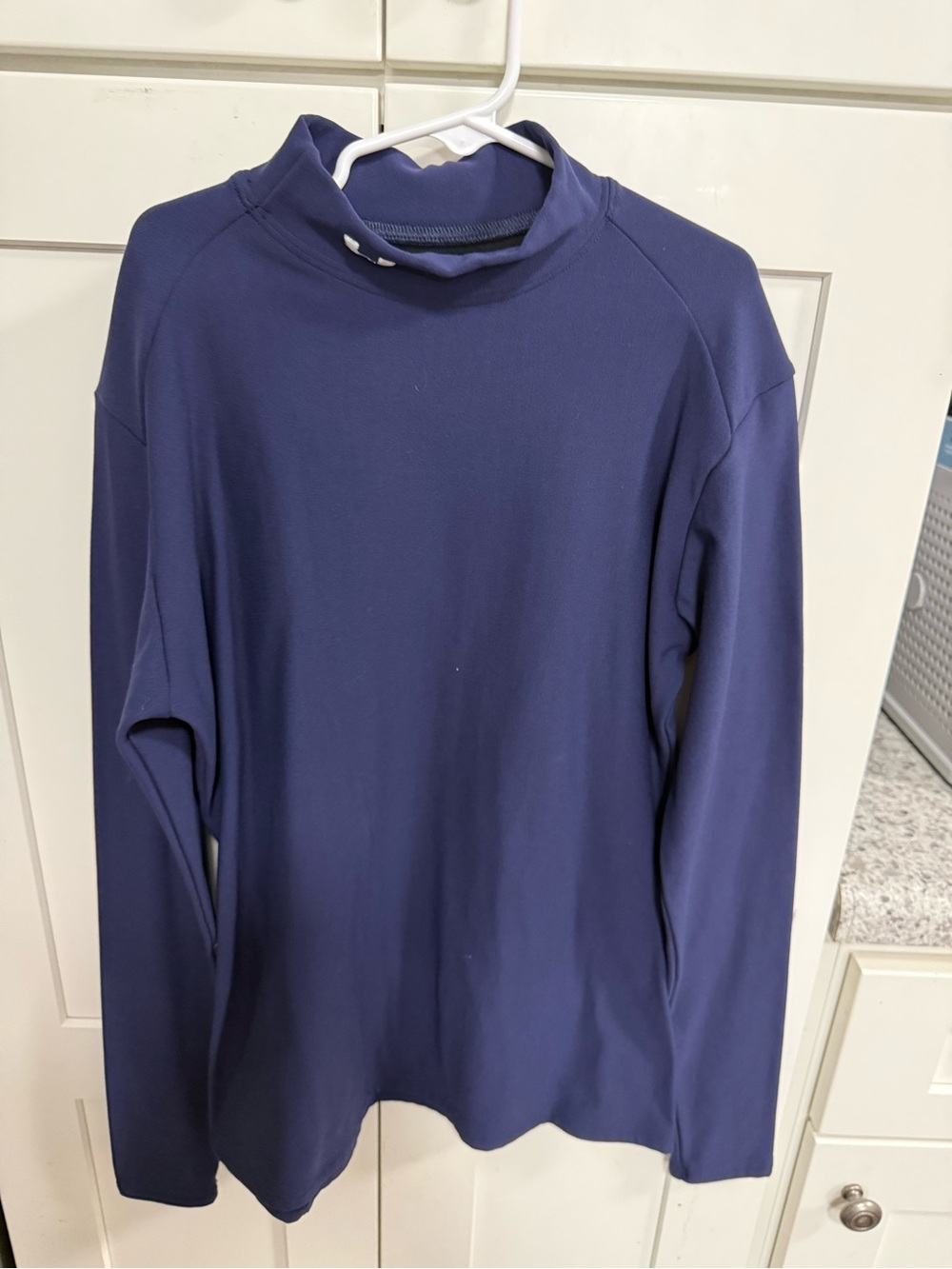 LG Men's Long-Sleeve Mock Neck Shirt in Navy Blue